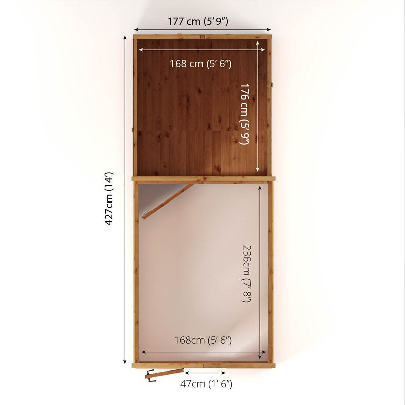 Adley 14' x 6' Lumberjack Premium Combi Wooden Greenhouse Shed | Sheds.co.uk