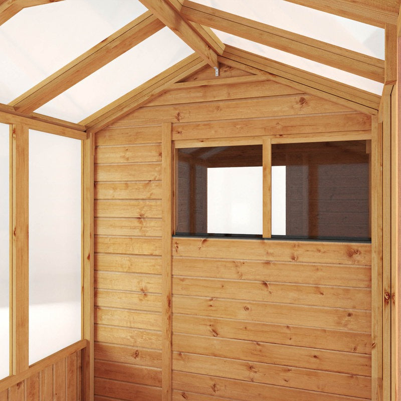 Adley 14' x 6' Lumberjack Premium Combi Wooden Greenhouse Shed | Sheds.co.uk