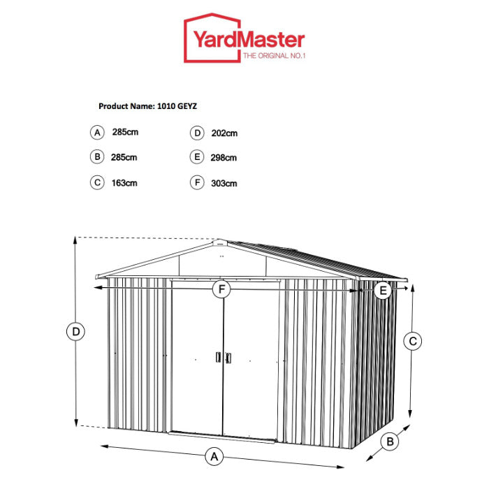 YardMaster 10' x 10' Apex Metal Garden Shed