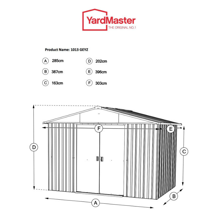 YardMaster 10' x 13' Apex Metal Garden Shed