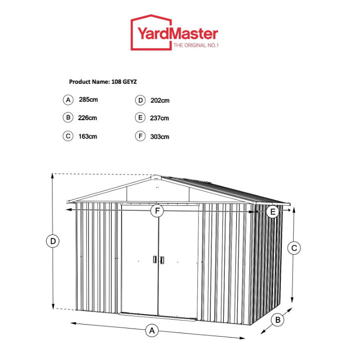 YardMaster 10'  x 8' Apex Metal Garden Shed
