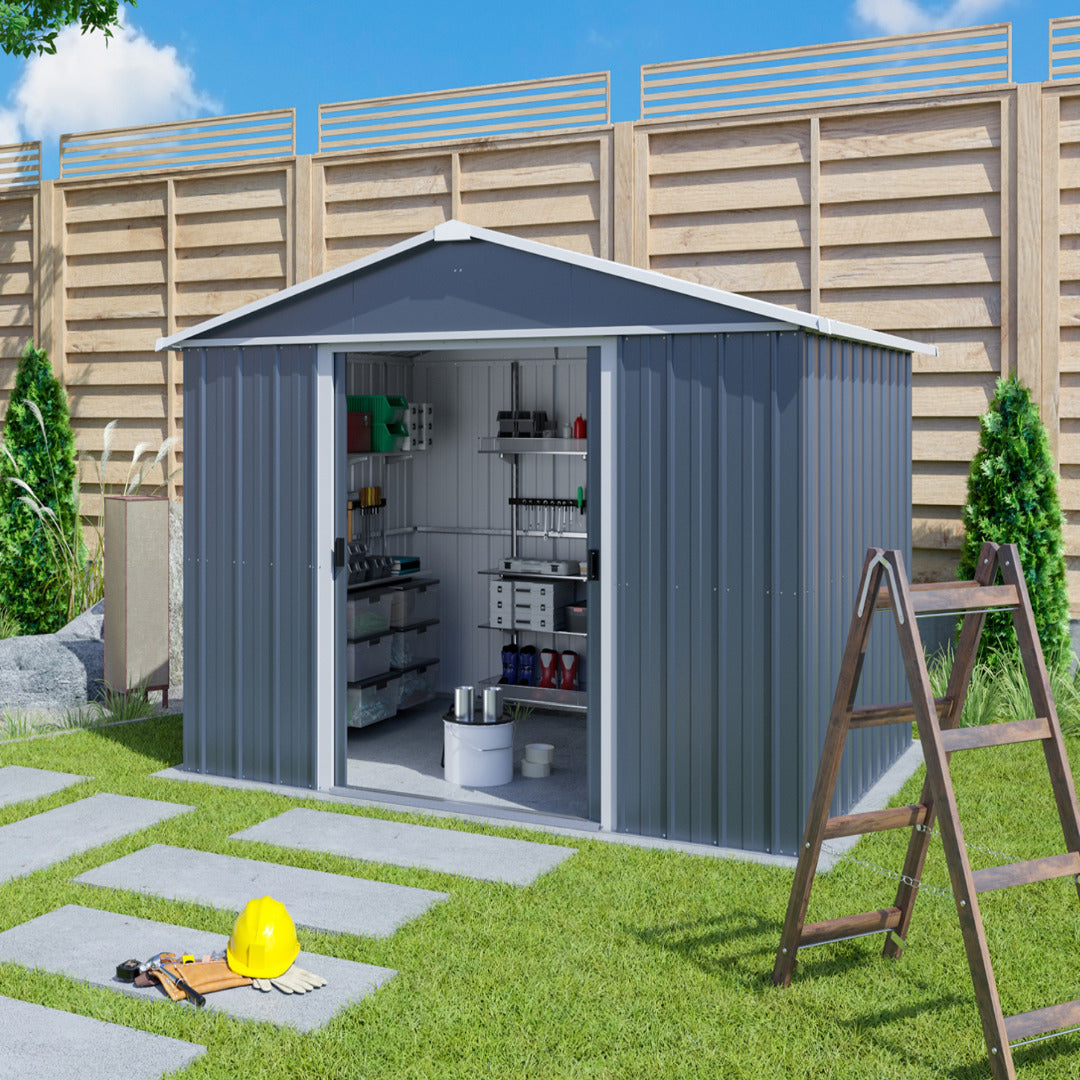 Yardmaster 10' x 8' Windowless Double Sliding Door Castleton Apex Metal Shed | Sheds.co.uk