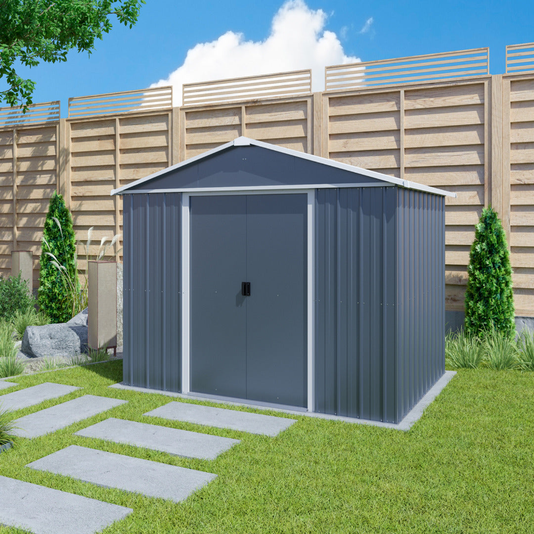 Yardmaster 10' x 8' Windowless Double Sliding Door Castleton Apex Metal Shed | Sheds.co.uk