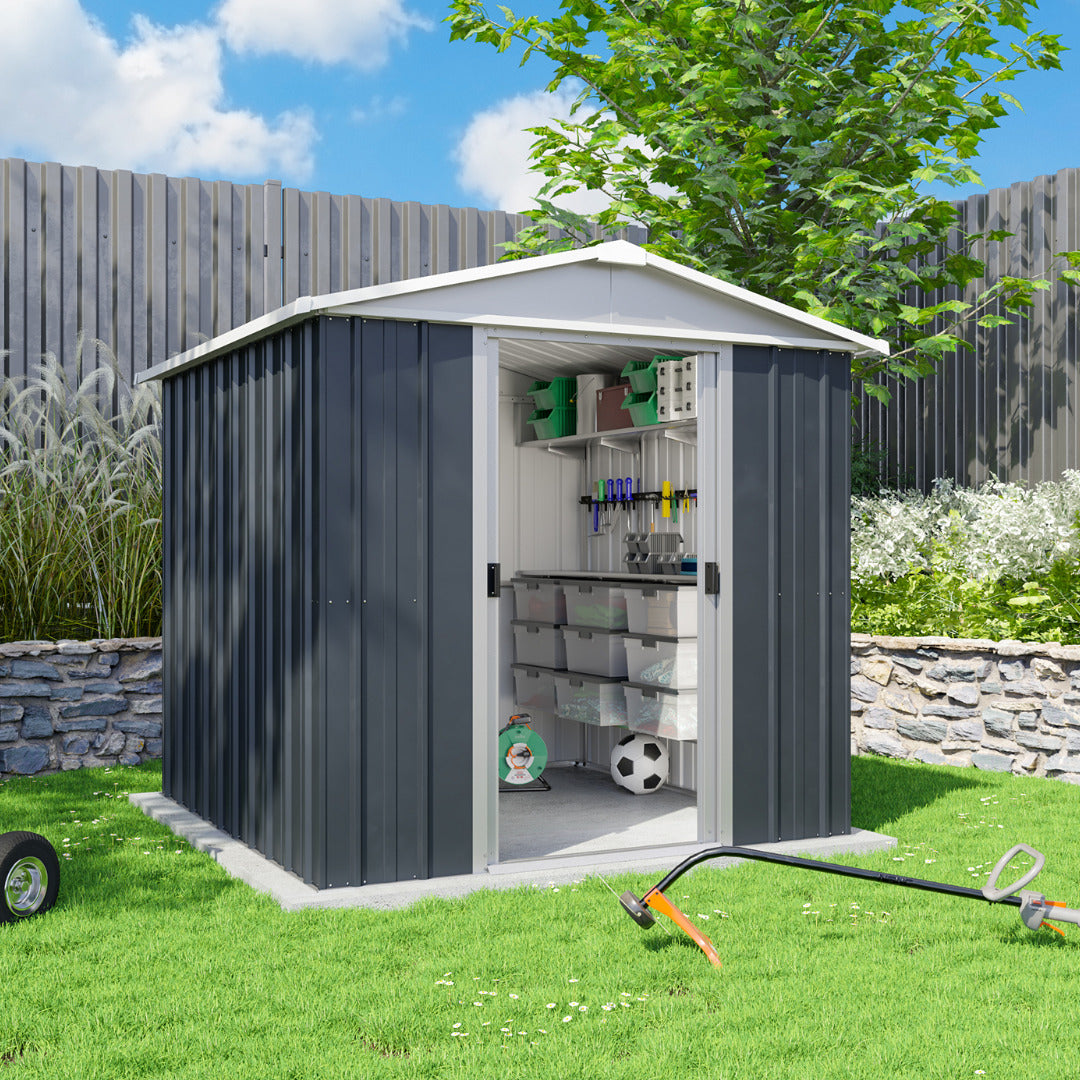 Yardmaster 6' x 5' Windowless Double Sliding Door Castleton Apex Metal Shed | Sheds.co.uk