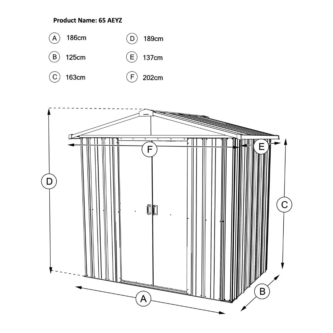 Yardmaster 6' x 5' Windowless Double Sliding Door Castleton Apex Metal Shed | Sheds.co.uk