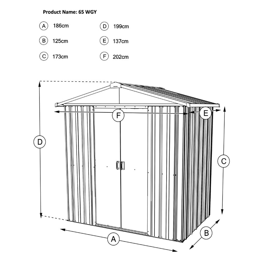 Yardmaster 6' x 5' Windowless Double Sliding Door Woodview Apex Metal Shed