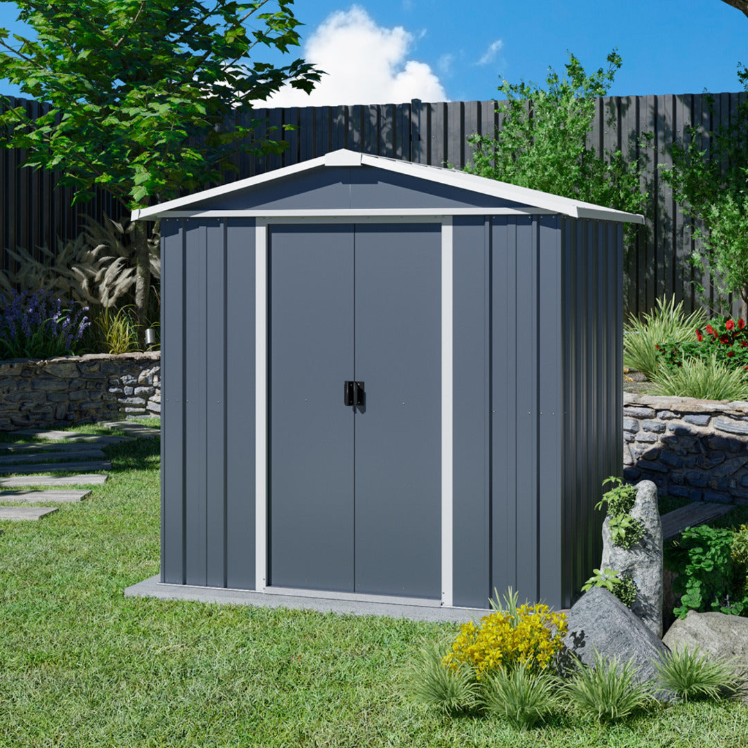 Yardmaster 6' x 7' Windowless Double Sliding Door Castleton Apex Metal Shed | Sheds.co.uk
