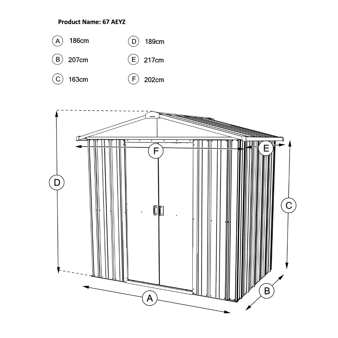 Yardmaster 6' x 7' Windowless Double Sliding Door Castleton Apex Metal Shed | Sheds.co.uk