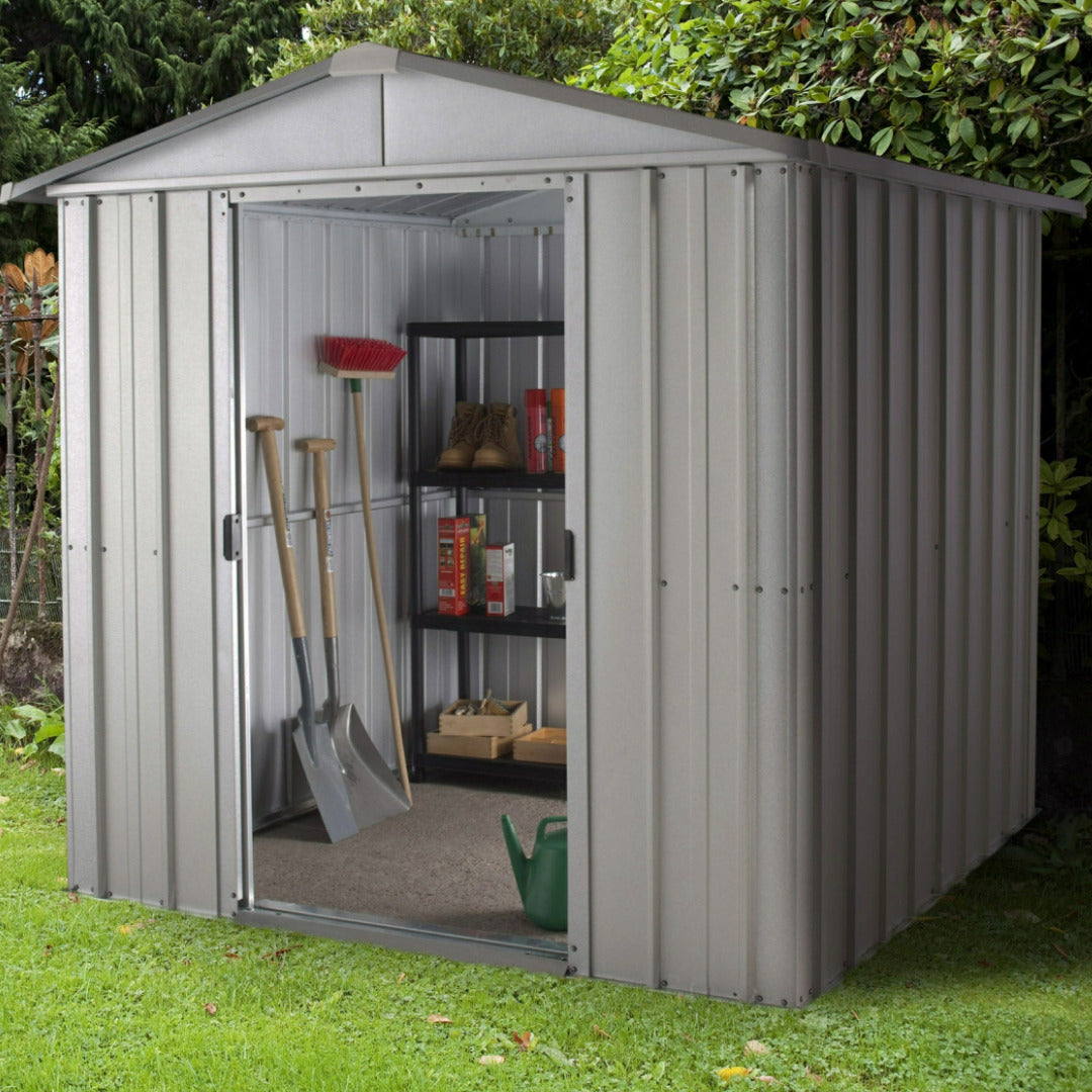 6 x 8 Windowless Double Sliding Door Zinc Deluxe Apex Metal Shed