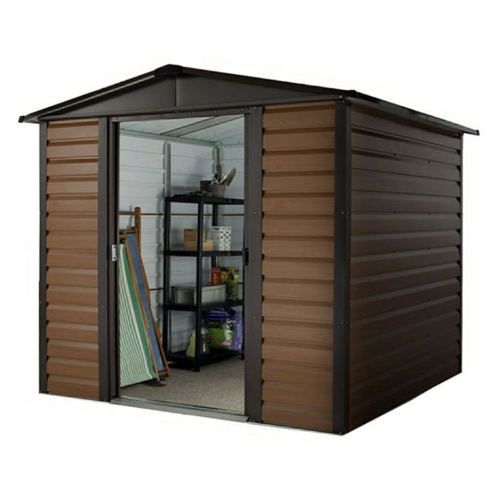 YardMaster 8' x 6' Woodgrain Shiplap Metal Garden Shed | Sheds.co.uk