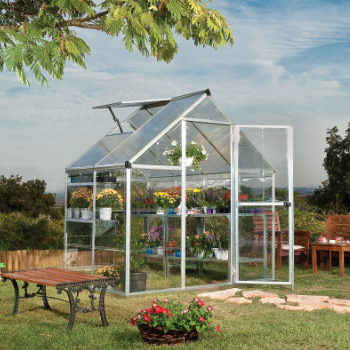 Palram - Canopia 6’ x 4’ Nature Hybrid Silver Polycarbonate Greenhouse