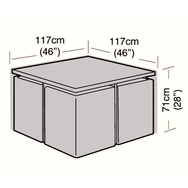 Oren Deluxe - 4 Seater Rattan Cube Set Cover - Small - 117cm