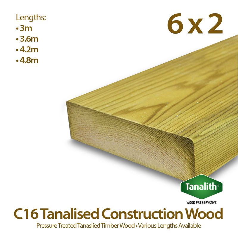 Holt Trade 6" x 2" C16 Tanalised Construction Timber - 3.6m