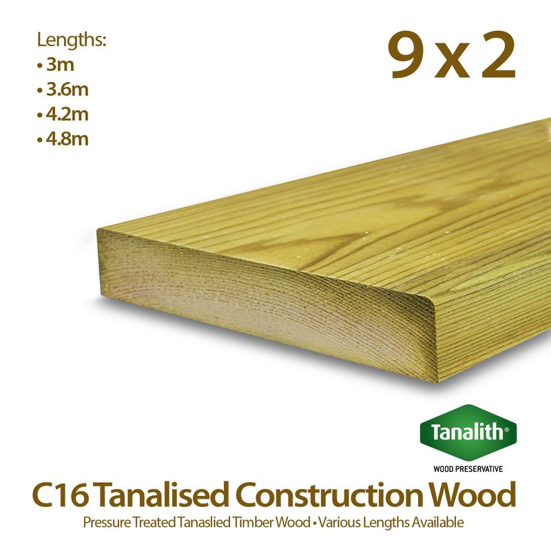 Holt Trade 9" x 2" C16 Tanalised Construction Timber - 4.8m