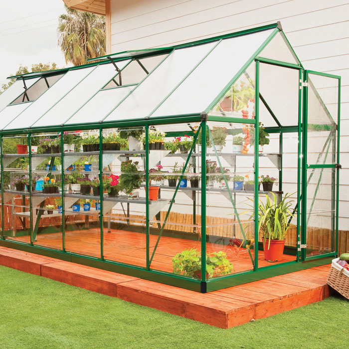 Palram - Canopia 6’ x 14’ Nature Hybrid Green Polycarbonate Greenhouse