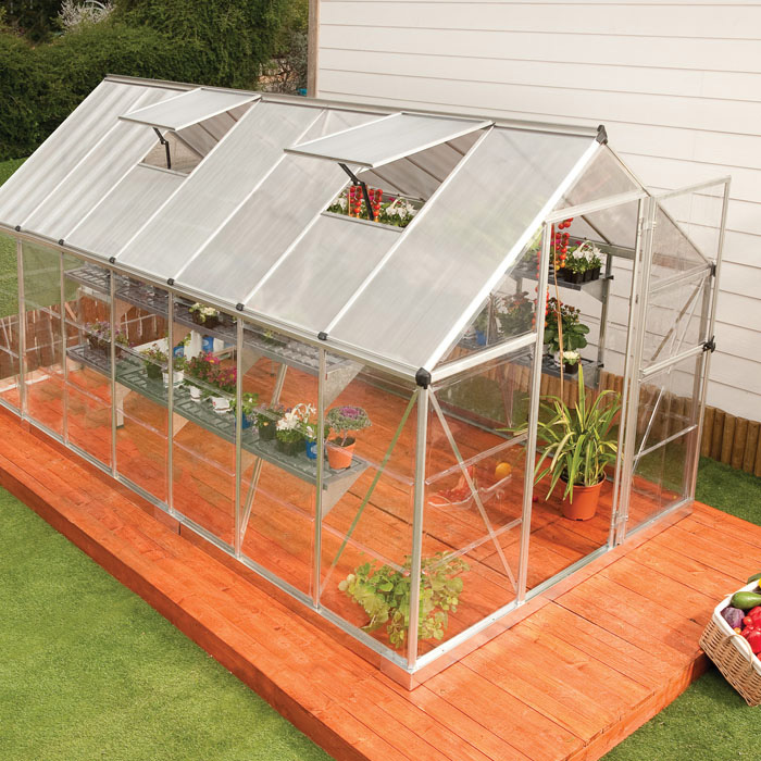 Palram - Canopia 6’ x 14’ Nature Hybrid Silver Polycarbonate Greenhouse