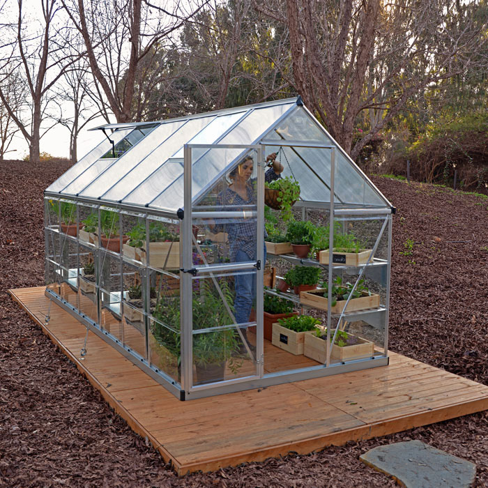 Palram - Canopia 6’ x 12’ Nature Hybrid Silver Polycarbonate Greenhouse