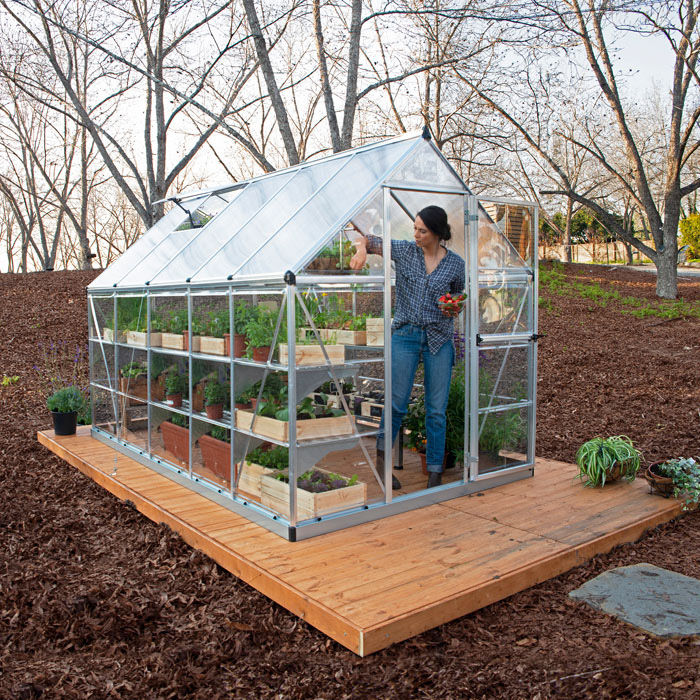 Palram - Canopia 6’ x 10’ Nature Hybrid Silver Polycarbonate Greenhouse
