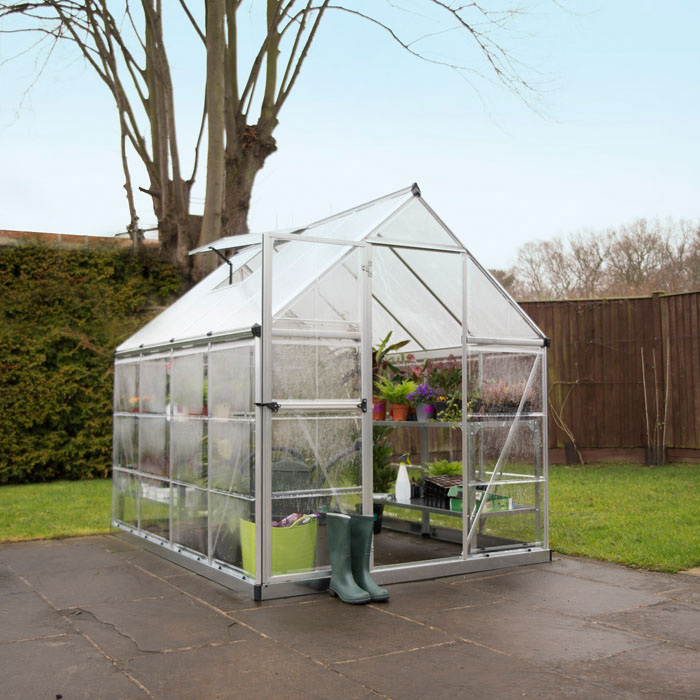 Palram - Canopia 6’ x 8’ Nature Hybrid Silver Polycarbonate Greenhouse