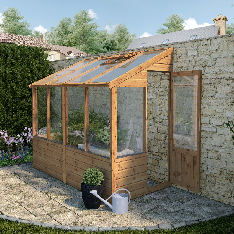 Adley 4’ x 8’ Lean-To Wooden Greenhouse