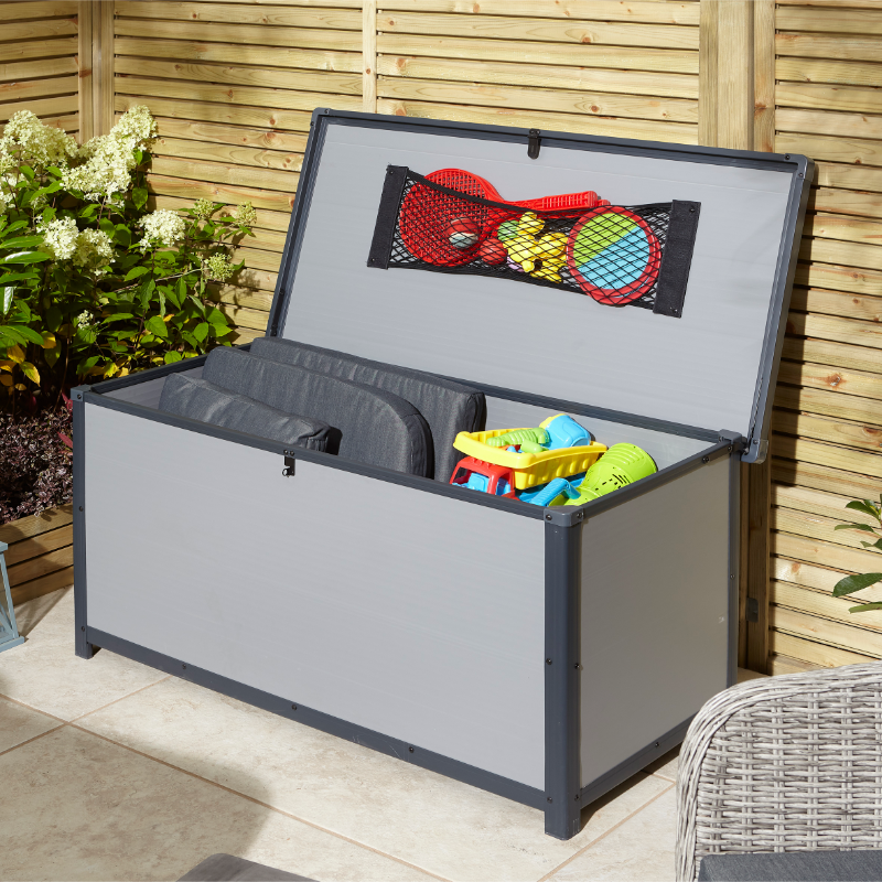 Rowlinson Airevale 4’ x 2’ Plastic Cushion Storage Box - Light Grey