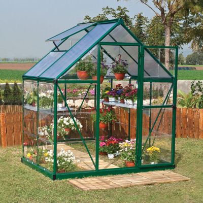 Palram - Canopia 6' x 4' Nature Hybrid Green Polycarbonate Greenhouse