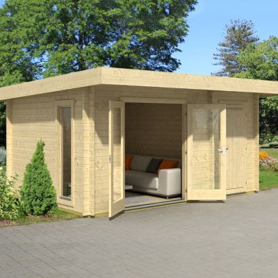 Greenway 4.5m x 3m Alder Log Cabin With Storage Shed