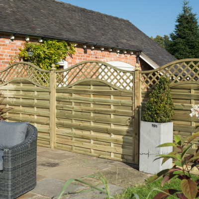 Rowlinson 6' x 5' Horizontal Weave Fence Panel With Wavy Trellis