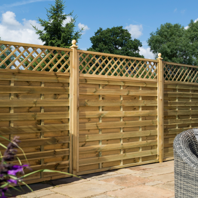 Rowlinson 6' x 5' Horizontal Weave Fence Panel With Trellis Top