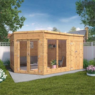 Adley 13' x 9' Chelsea Deluxe Corner Summer House With Side Shed