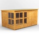 Oren 12' x 8' Pent Combi Potting Shed with Side Store - 6ft