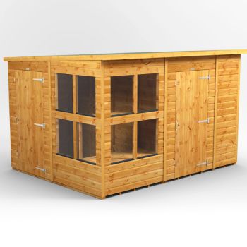 Oren 10' x 8' Pent Combi Potting Shed with Side Store - 6ft