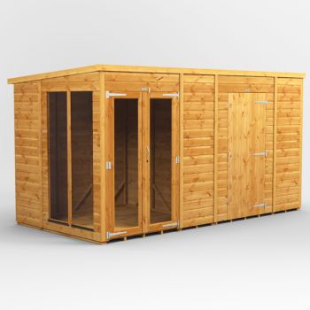 Oren 12' x 6' Pent Combi Summer House with Side Store - 6ft