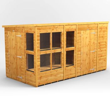 Oren 12' x 6' Pent Combi Potting Shed with Side Store - 6ft