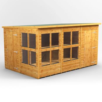Oren 12' x 8' Pent Combi Potting Shed with Side Store - 4ft