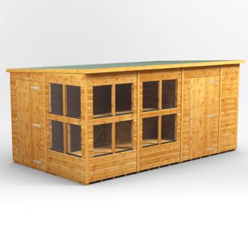 Oren 14' x 8' Pent Combi Potting Shed with Side Store - 6ft