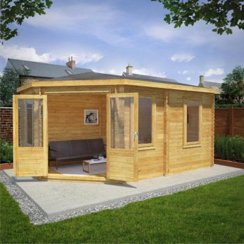Adley 5m x 3m Dorchester Executive Corner Premium Log Cabin - 44mm