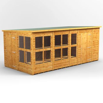 Oren 16' x 8' Pent Combi Potting Shed with Side Store - 6ft