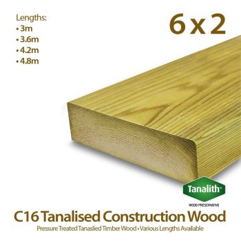 Holt Trade 6" x 2" C16 Tanalised Construction Timber - 3m