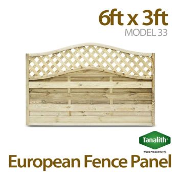 Holt Trade 6' x 3' Tanalised Euro Decorative Fence Panel