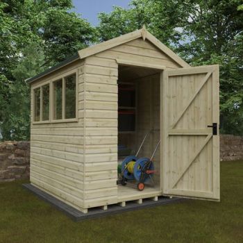 Redlands 6' x 8' Pressure Treated Deluxe Shiplap Apex Shed