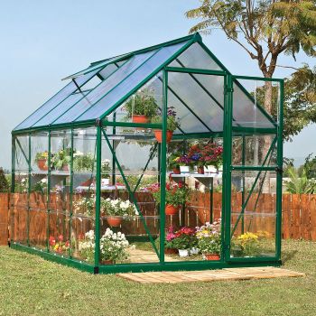 Palram - Canopia 6' x 8' Nature Hybrid Green Polycarbonate Greenhouse