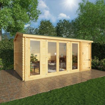 Adley 5.1m x 3m Bravo Home Office Log Cabin With Side Shed - 44mm