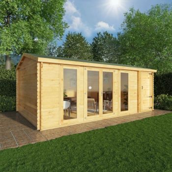 Adley 6.1m x 4m Bravo Home Office Log Cabin With Side Shed - 44mm