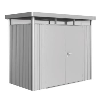 Biohort HighLine Size H1 Premium Metal Shed with Double Door - Silver