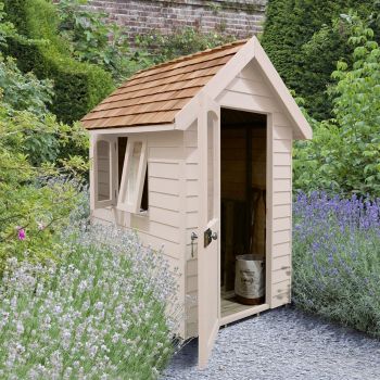 Hartwood 4' x 6' Painted Deluxe Redwood Overlap Apex Retreat Shed - Natural Cream