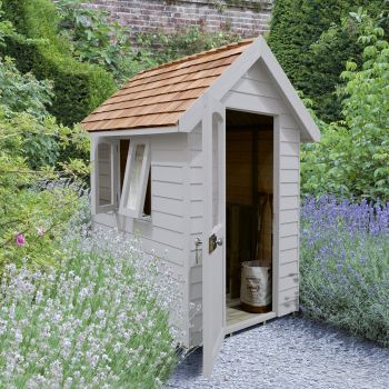 Hartwood 4' x 6' Painted Deluxe Redwood Overlap Apex Retreat Shed - Pebble Grey
