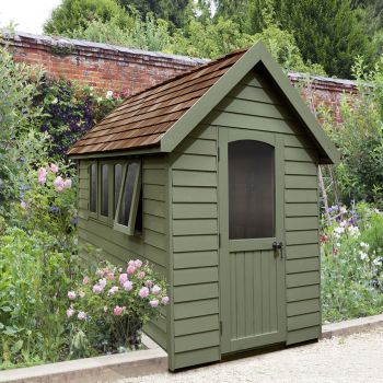 Hartwood 5' x 8' Painted Deluxe Redwood Overlap Apex Retreat Shed - Moss Green