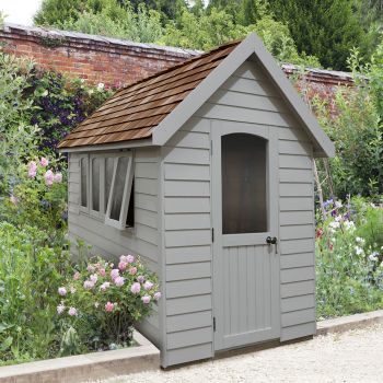 Hartwood 5' x 8' Painted Deluxe Redwood Overlap Apex Retreat Shed - Pebble Grey