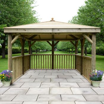 Hartwood 3.5m Premium Square Gazebo With Timber Roof